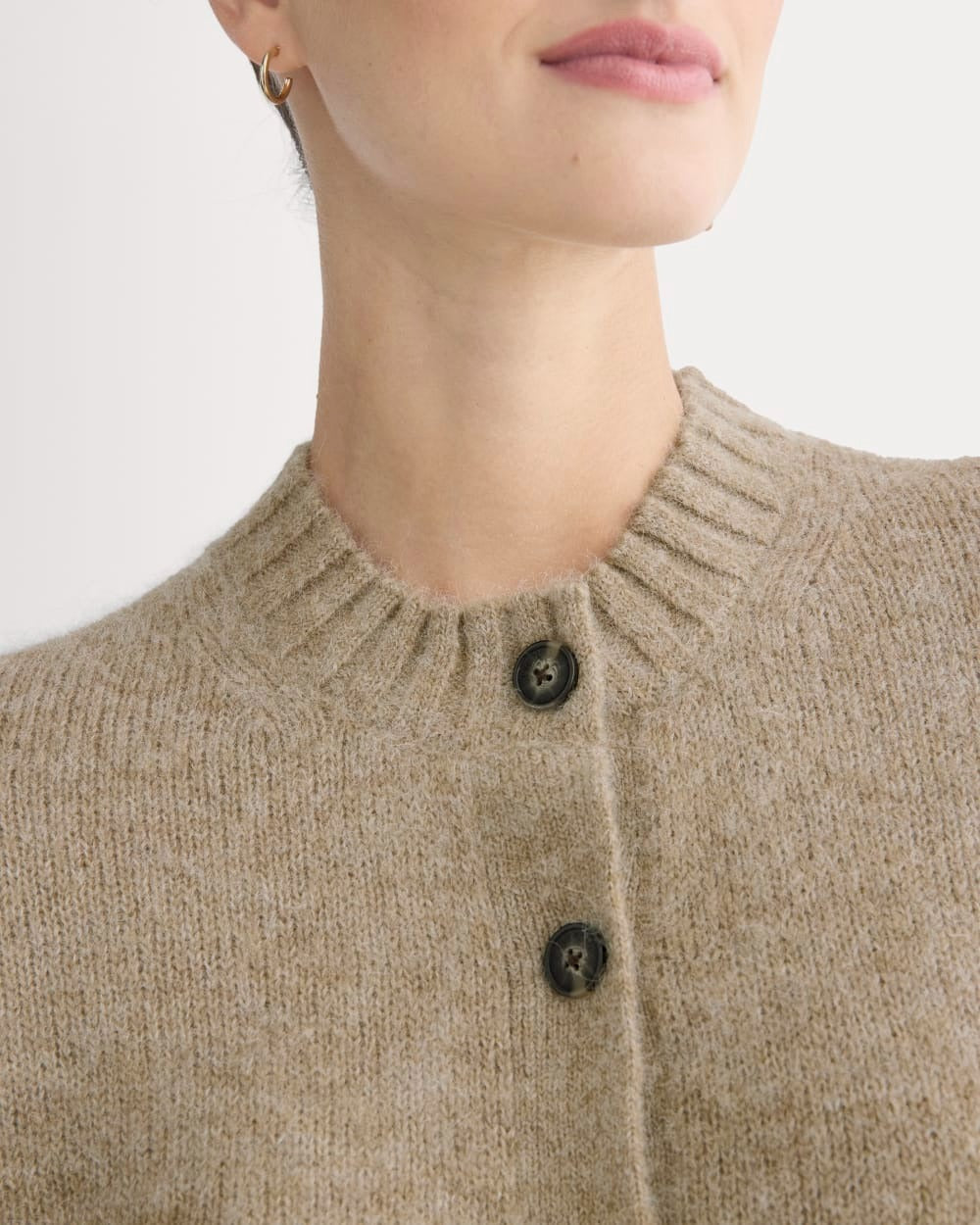 The Crew Cardigan in Alpaca | Dark Heathered Camel