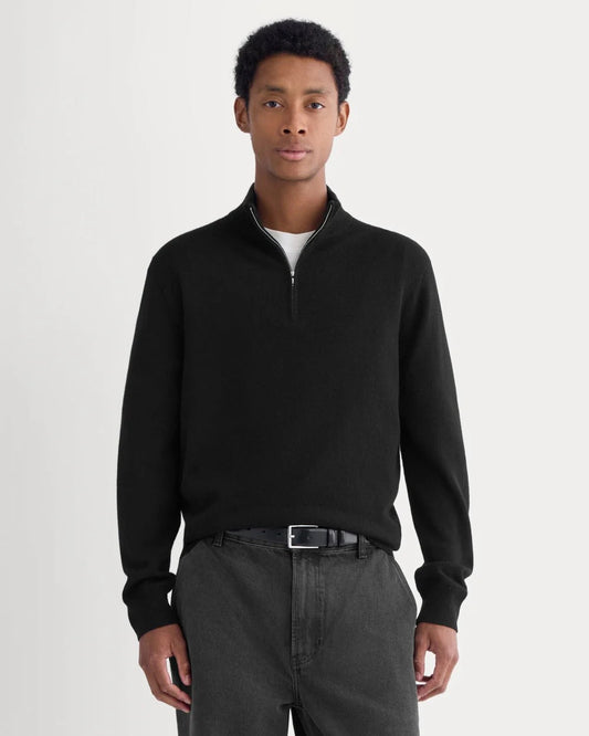 Cashmere Quarter Zip Sweater | Black