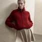 The Full-Zip Sweater in Everyday Cotton | Merlot